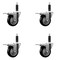 Service Caster 3.5'' Black Poly Swivel 1'' Expanding Stem Caster Set Total Lock Brake, 4PK SCC-EXTTL20S3514-PPUB-BLK-1-4 - alternate 1